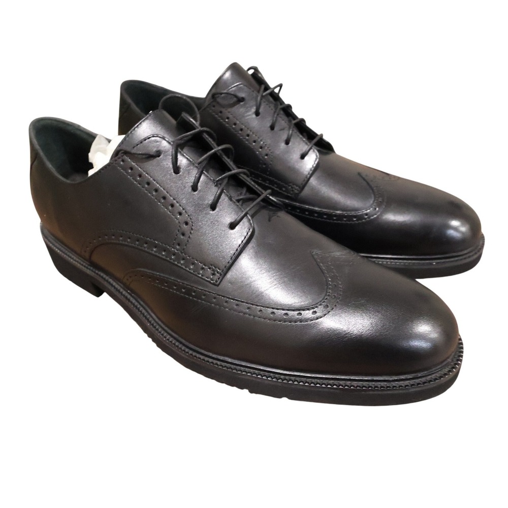 Rockport‎ Tribunal Wingtip Oxford Mens 13 Black New Leather Brogue Lace Up